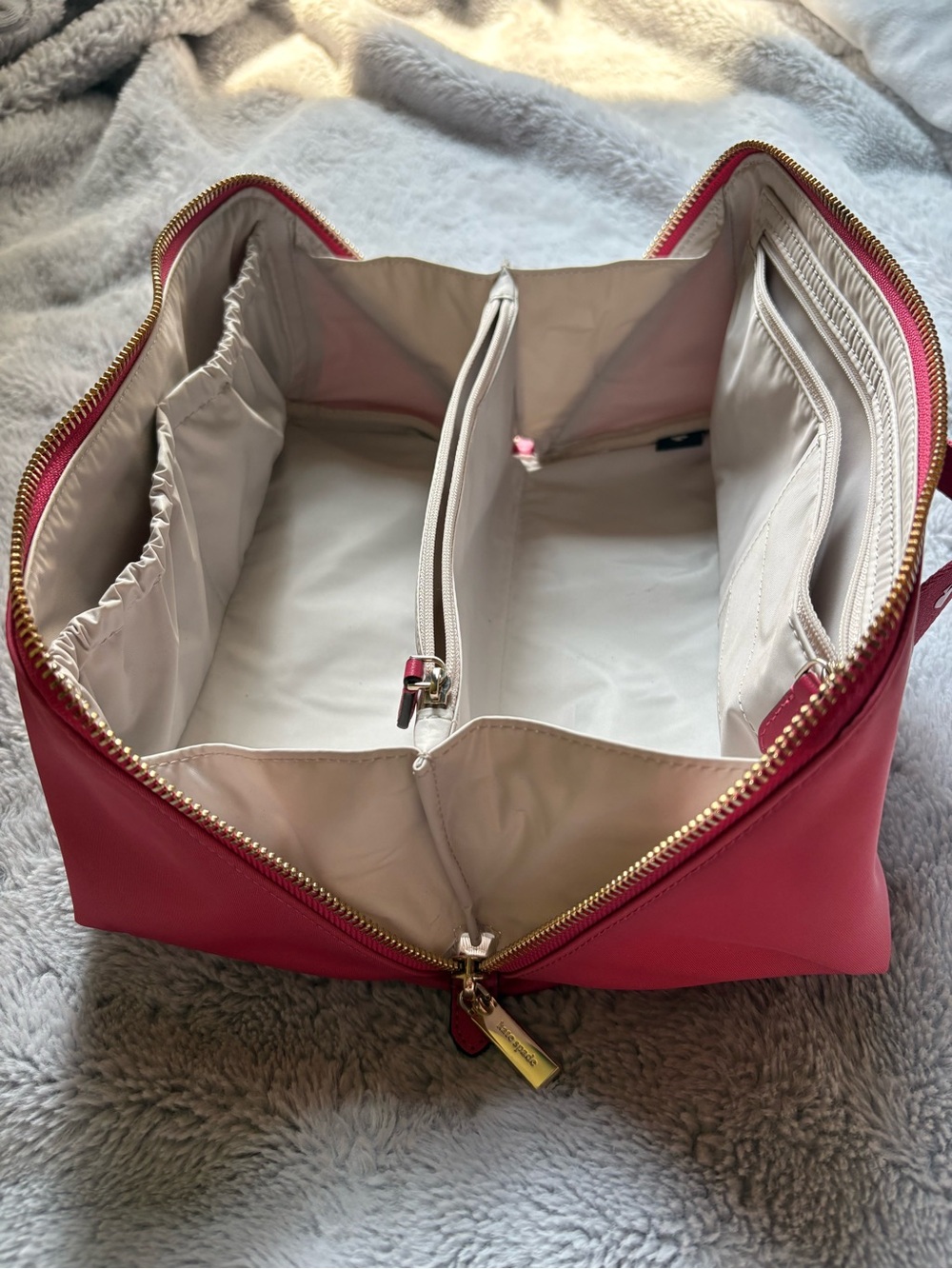 Kate Spade Carter Nylon Travel Cosmetic Pouch Rose Oil Pink Makeup Bag